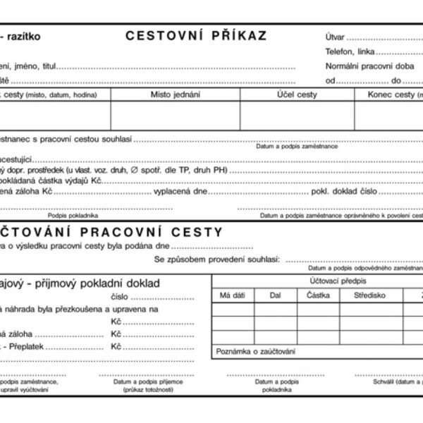 Cestovní příkaz A5 OPT51 - nepropisující - nepropisovací