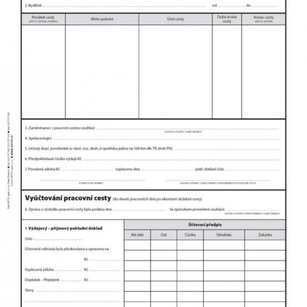 Cestovní příkaz A4 OPT50 - nepropisující - nepropisovací