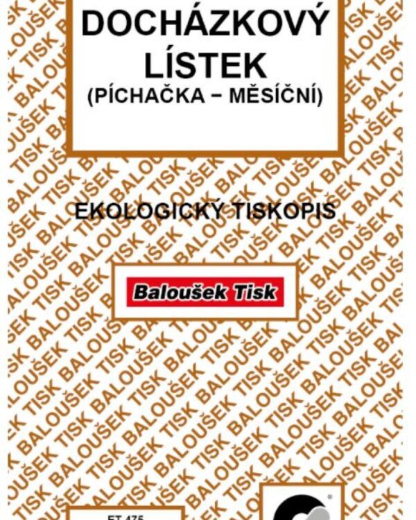 Docházkový lístek Baloušek ET475/10listů - nepropisující Ekologický tiskopis - "píchačka"