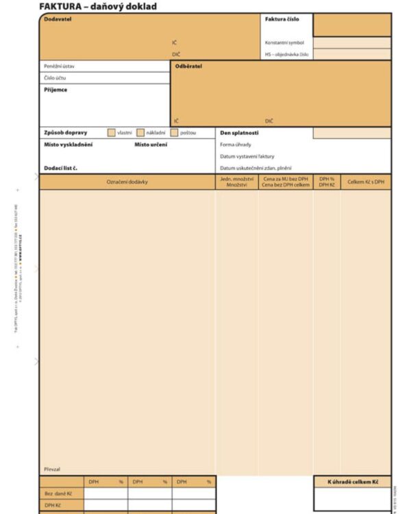 Faktura A4 NCR OPT 1071 - propisující Označení NCR = samopropisující papír