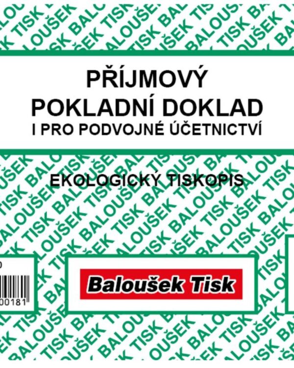 Příjmový pokl. doklad A6 Baloušek ET030 pro podvoj. účetnictví - nepropisující Nepropisující tiskopis.