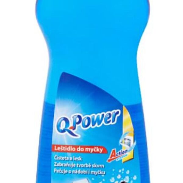 Leštěnka do myčky 1l Q Power Leštěnka do myčky Q power výrobek Leštěnka do myčky Q power univerzální koncentrovaný prostředek do myčky nádobí. Má vynikající odmašťovací a čisticí schopnosti. Dobrou pěnivost a příjemnou parfemaci. Leštidlo zabezpečuje lesklé nádobí beze skvrn. Čistota a lesk. Zabraňuje tvorbě skvrn. Pečuje o nádobí i myčku. 