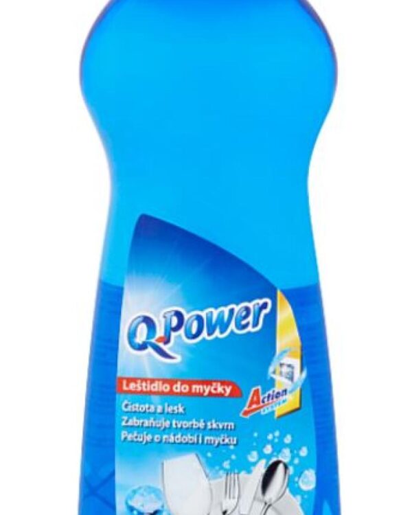 Leštěnka do myčky 1l Q Power Leštěnka do myčky Q power výrobek Leštěnka do myčky Q power univerzální koncentrovaný prostředek do myčky nádobí. Má vynikající odmašťovací a čisticí schopnosti. Dobrou pěnivost a příjemnou parfemaci. Leštidlo zabezpečuje lesklé nádobí beze skvrn. Čistota a lesk. Zabraňuje tvorbě skvrn. Pečuje o nádobí i myčku. 