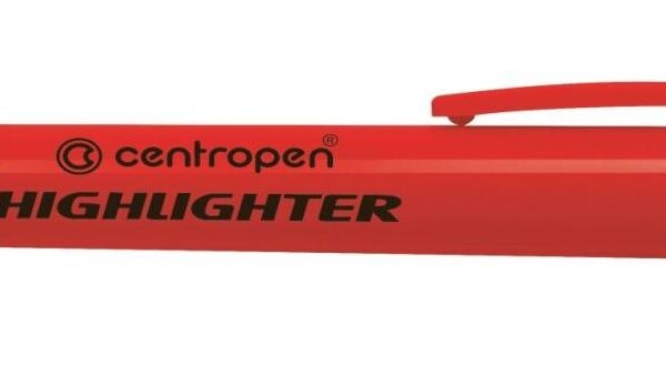 Zvýrazňovač Centropen 8722 červený Centropen 8722 HIGHLIGHTER je celofluorescenční Zvýrazňovač. Je vybaven ERGO držením.Obsahuje fluorescenční pigmentový inkoust. Je určen na všechny druhy papíru a je osazen klínovým hrotem.