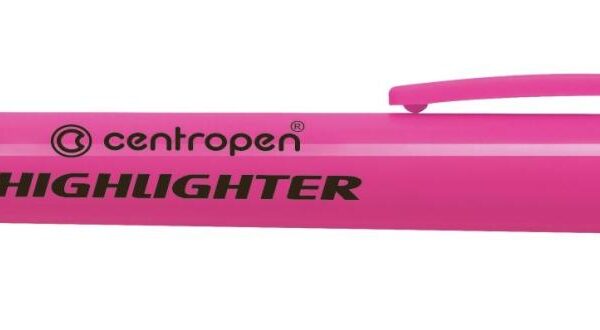 Zvýrazňovač Centropen 8722 růžový Centropen 8722 HIGHLIGHTER je celofluorescenční Zvýrazňovač. Je vybaven ERGO držením.Obsahuje fluorescenční pigmentový inkoust. Je určen na všechny druhy papíru a je osazen klínovým hrotem.