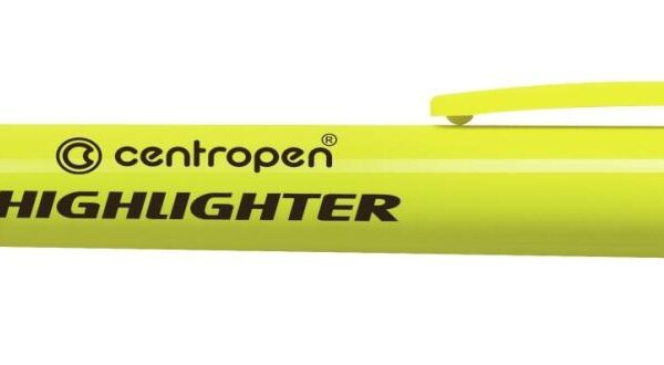 Zvýrazňovač Centropen 8722 žlutý Centropen 8722 HIGHLIGHTER je celofluorescenční Zvýrazňovač. Je vybaven ERGO držením.Obsahuje fluorescenční pigmentový inkoust. Je určen na všechny druhy papíru a je osazen klínovým hrotem.