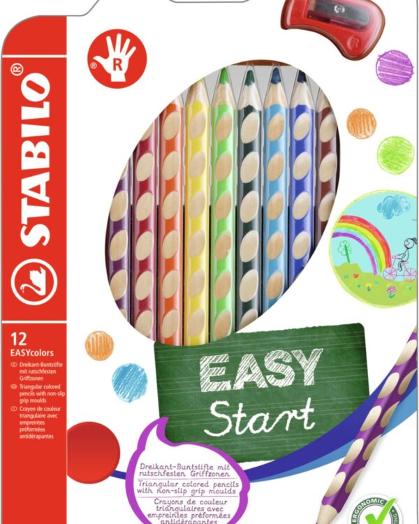 Pastelky Stabilo EASY 12 barev pro praváky 9mm PRO PRAVÁKY