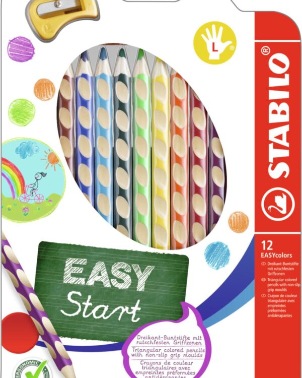Pastelky Stabilo EASY 12 barev pro leváky 9mm PRO LEVÁKY