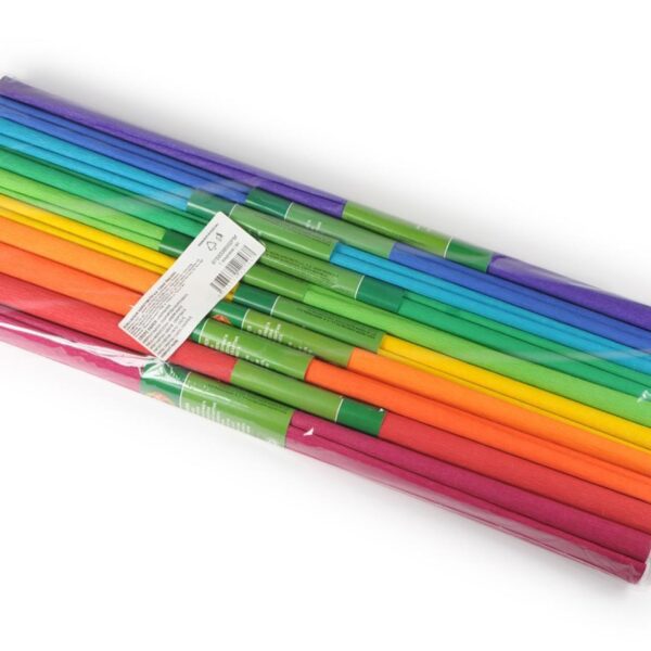 Papír krepový barevný mix SPEKTRUM 10ks sada Souprava deseti kusů krepových papírů v mixu barev barevného spektra (viz. obrázek). Vhodný pro hry