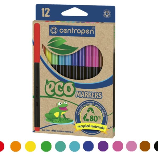 Popisovač Centropen 2560/12ks recyklovatelný Sada 12 barev popisovačů.