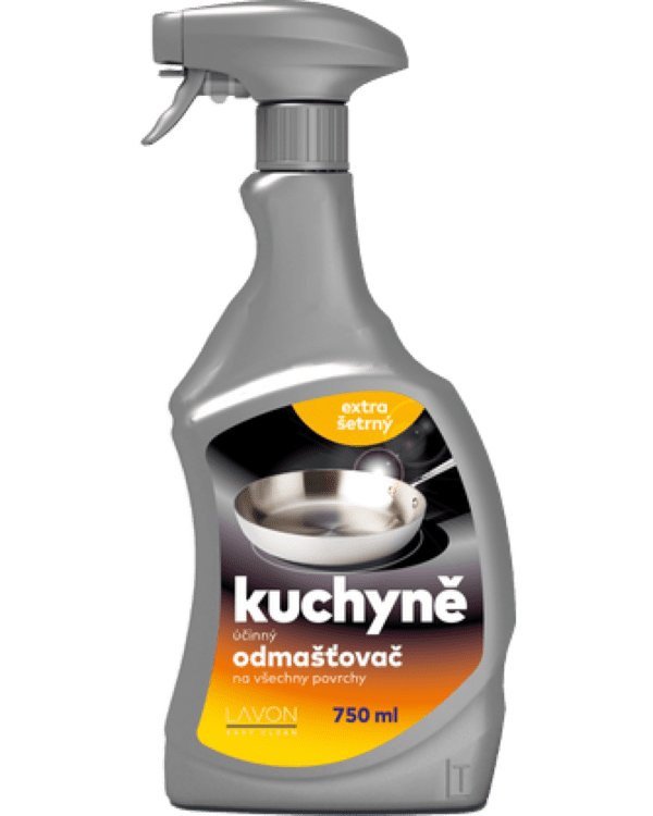 LAVON odmašťovač s rozprašovačem KUCHYNĚ 750 ml Lavon kuchyně 750 ml je extra šetrný odmašťovač na všechny povrchy v kuchyni i na ostatní nenasákavé plochy. Pro snadné a vysoce účinné odstranění nečistot