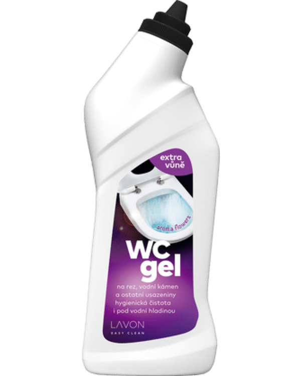 LAVON WC gel 750ml vůně květin Lavon WC gel s květinovou vůní 750 ml s obsahem kyseliny a svěží parfemací účinně a snadno odstraní rez