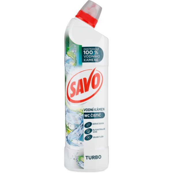 Savo WC gel 700ml 3v1 na rez a vodní kámen Turbo Savo WC gel je tekutý čisticí a dezinfekční přípravek