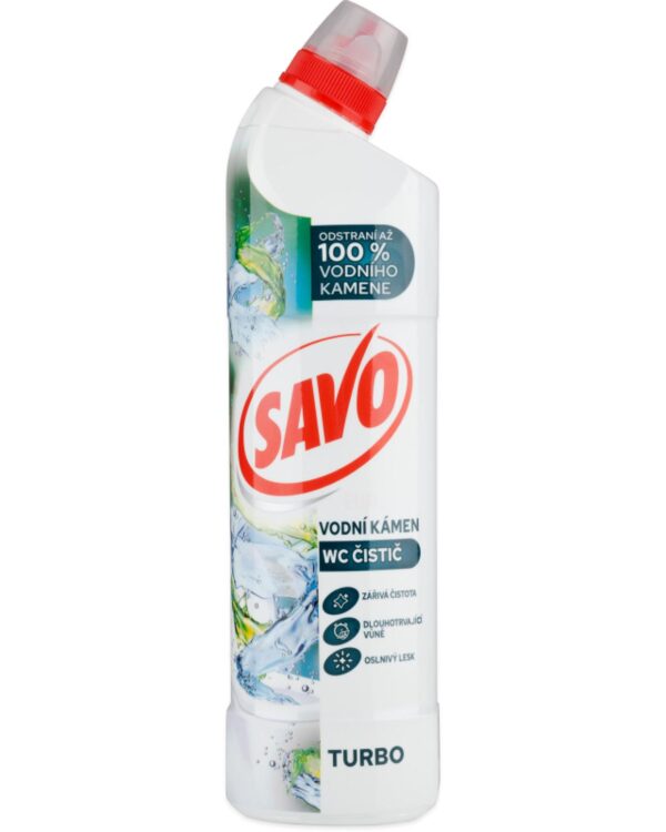 Savo WC gel 700ml 3v1 na rez a vodní kámen Turbo Savo WC gel je tekutý čisticí a dezinfekční přípravek