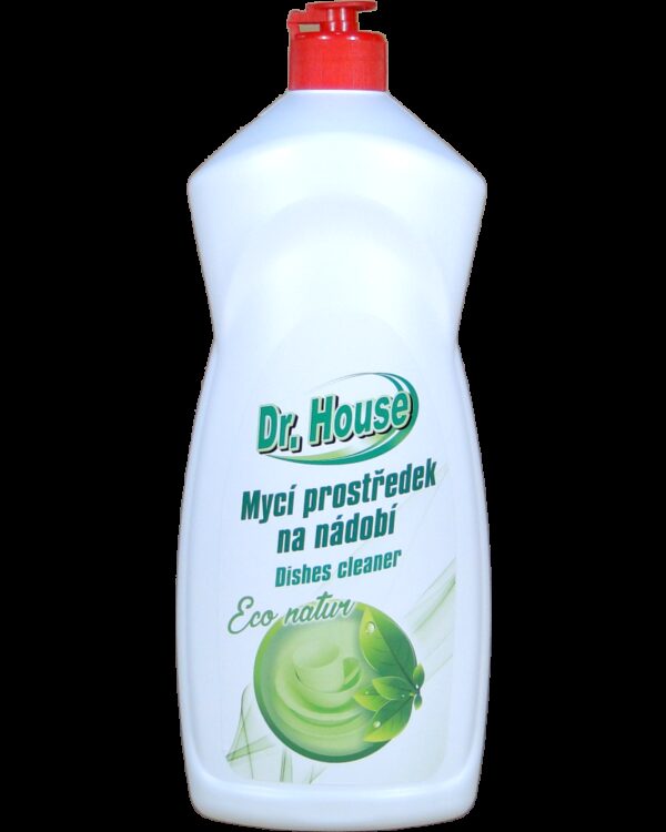 Dr. House ECO GREEN natur na nádobí 1l Účinný ekologický přípravek pro mytí nádobí zajišťuje dokonalou čistotu a lesk pro vaše nádobí. Je zároveň šetrný k vašim rukám. Vhodný i pro biologické čistírny odpadních vod.