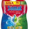 SOMAT gel do myčky Excellence 2x684ml Gel do myčky Somat Excellence dokonale odstraňuje zbytky jídla i odolnou mastnotu a zanechává čisté a zářivě lesklé nádobí. Snadno rozpouští nečistoty a neulpívá na nádobí