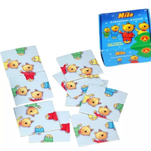 Puzzle hlavolam Medvěd Míša Zapeklité kartičky - velmi povedený hlavolam pro děti od 6 let