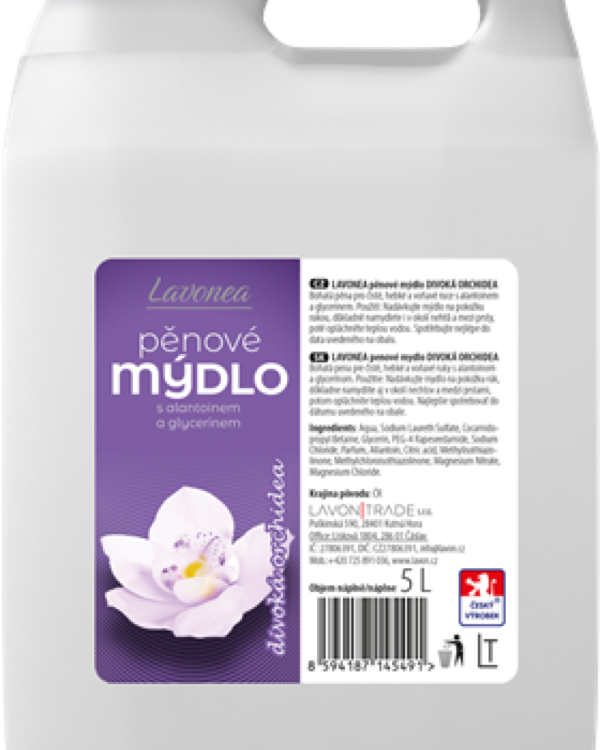 Mýdlo pěnové LAVON 5l bílé divoká orchidea LAVONEA pěnové mýdlo 5 l je prémiová kvalita mýdla s neutrálním pH pro hebké