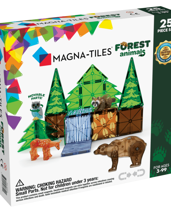 Stavebnice magnetická Magna Tiles Zvířátka v lese 25ks Vydejte se na procházku do divočiny mezi lesní zvířátka. Nová sada Forest animals je navržena pro hodiny zábavy v nádherné divoké přírodě se čtyřmi lesními zvířecími kamarády - mýval